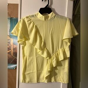 ASOS Yellow Ruffle Chiffon Blouse
